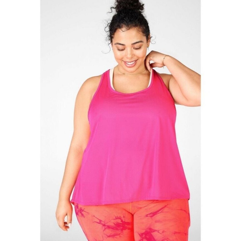 Fabletics Mina Tie Up Sleeveless Tank Top Dark Pink Plus Size 4X Open Back